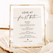 Minimalistisch dessertmenubord, liefde bij de eers poster