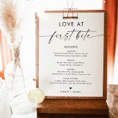 Minimalistisch dessertmenubord, liefde bij de eers poster