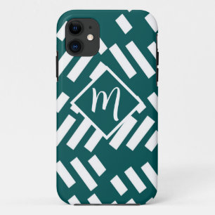Minimalistisch diagonaal gestreept patroon, monogr Case-Mate iPhone case