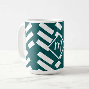Minimalistisch diagonaal gestreept patroon, monogr koffiemok