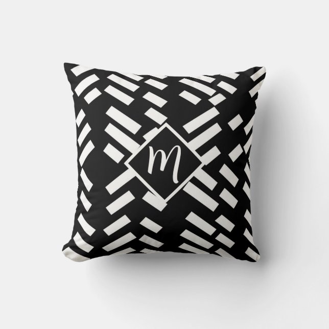 Minimalistisch diagonaal gestreept patroon, monogr kussen (Voorkant)