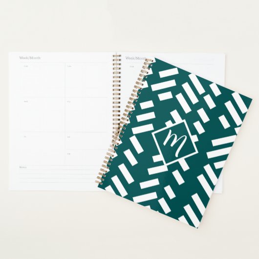 Minimalistisch diagonaal gestreept patroon, monogr planner (Display)