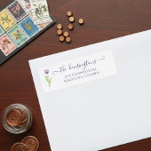 Minimalistisch diep Paars eenzijdig tulpweddenscha Etiket