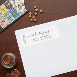 Minimalistisch diep Paars eenzijdig tulpweddenscha Etiket