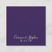 Minimalistisch diep Paarse enkele tulp bruiloft de Vierkante Visitekaartje (Achterkant)