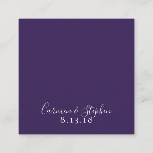 Minimalistisch diep Paarse enkele tulp bruiloft de Vierkante Visitekaartje (Achterkant)
