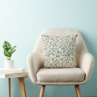 Minimalistisch diep turquoise abstract lijnkunstpa kussen