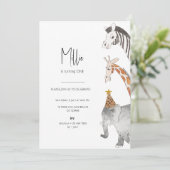 Minimalistisch Dier Thema Verjaardag Uitnodiging (Staand voorkant)