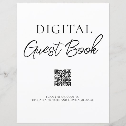 Minimalistisch Digitaal Gastenboek QR Code Sign (Voorkant)