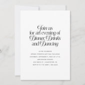 Minimalistisch diner, drankjes en dansen  kaart (Voorkant)