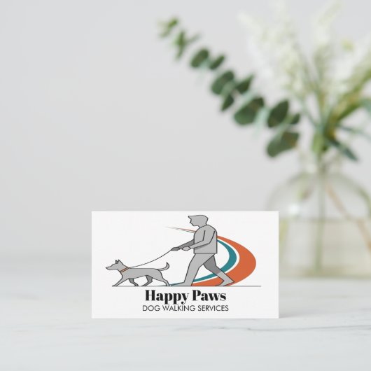  minimalistisch Dog Walker Visitekaartje (Staand voorkant)