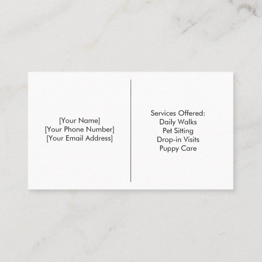  minimalistisch Dog Walker Visitekaartje (Achterkant)