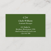 Minimalistisch donker olijfgroen, 2 randen visitekaartje (Achterkant)