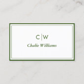 Minimalistisch donker olijfgroen, 2 randen visitekaartje (Voorkant)