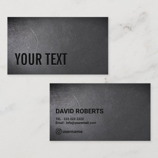 Minimalistisch donker tekststructuurdiagram visitekaartje (Voorkant / Achterkant)