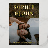 Minimalistisch donker vervaagd foto monogram save folie uitnodiging (Voorkant)