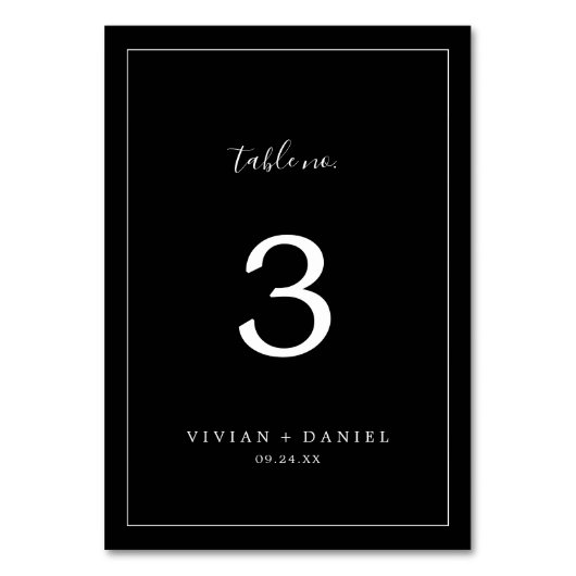 minimalistisch | Donker Zwart Trouwtafel nummer Kaart (Achterkant)