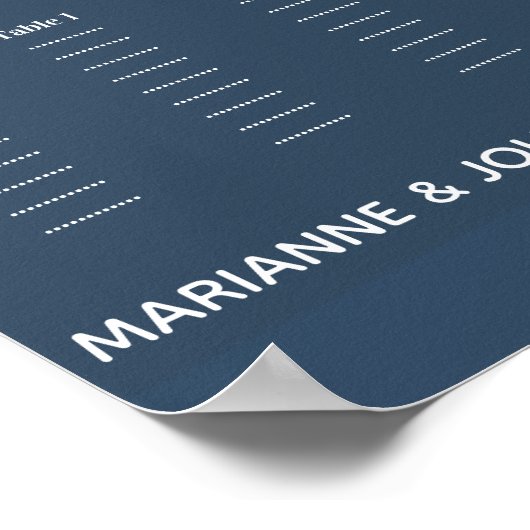 Minimalistisch donkerblauw 2-tone bruiloft poster (Hoek)