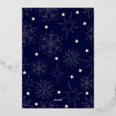 Minimalistisch donkerblauw en goud Elegant Herten  Folie Uitnodiging (Achterkant)