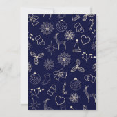 Minimalistisch donkerblauw en goud elegant kerstfe kaart (Achterkant)