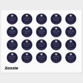 Minimalistisch donkerblauw hart Dank u Logo Ronde Sticker (Vel)