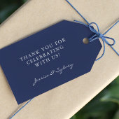 Minimalistisch donkerblauw Navy Blue Script Aangep Cadeaulabel