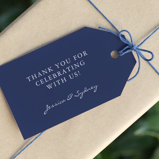 Minimalistisch donkerblauw Navy Blue Script Aangep Cadeaulabel