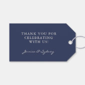 Minimalistisch donkerblauw Navy Blue Script Aangep Cadeaulabel (Voorkant (Horizontaal))