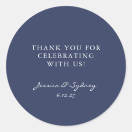 Minimalistisch donkerblauw Navy Blue Script Aangep Ronde Sticker