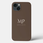 Minimalistisch donkerbruin aangepaste monogram Case-Mate iPhone case (Achterkant)