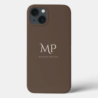Minimalistisch donkerbruin aangepaste monogram Case-Mate iPhone case