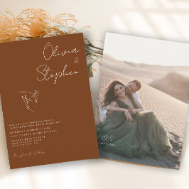 Minimalistisch donkerbruin Rust Romantic fotohuwel Kaart