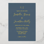 Minimalistisch donkerbruine donkerbruine bruinbrui folie uitnodiging<br><div class="desc">Minimalistische 'Dark Dusty Blue' en 'Gold Foil Wedding'-uitnodiging</div>