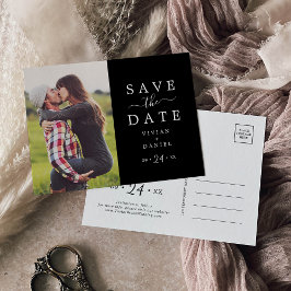 Minimalistisch | Donkere Zwarte Foto Save the Date Uitnodiging Briefkaart