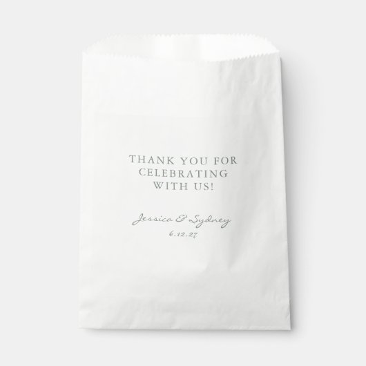 Minimalistisch donkergrijs Groen script Aangepast Bedankzakje (Voorkant)