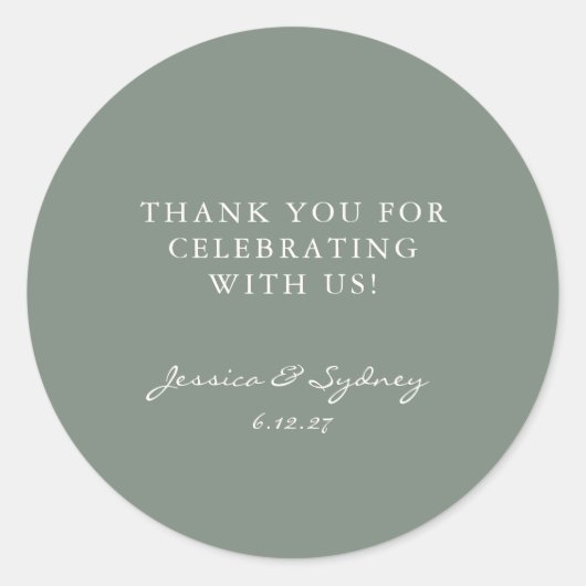 Minimalistisch donkergrijs Groen script Aangepast  Ronde Sticker (Voorkant)