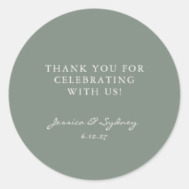 Minimalistisch donkergrijs Groen script Aangepast  Ronde Sticker