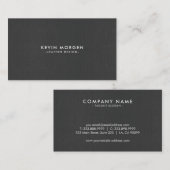 Minimalistisch donkergrijs kunstleer visitekaartje (Voorkant / Achterkant)