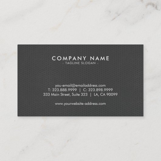 Minimalistisch donkergrijs kunstleer visitekaartje (Achterkant)