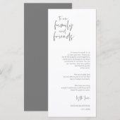 Minimalistisch donkergrijs, plaats-instelling beda programmakaart (Voorkant / Achterkant)