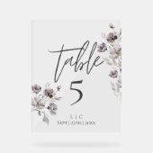 Minimalistisch donkergrijs waterverf tafelnummer acryl bord (Voorkant)