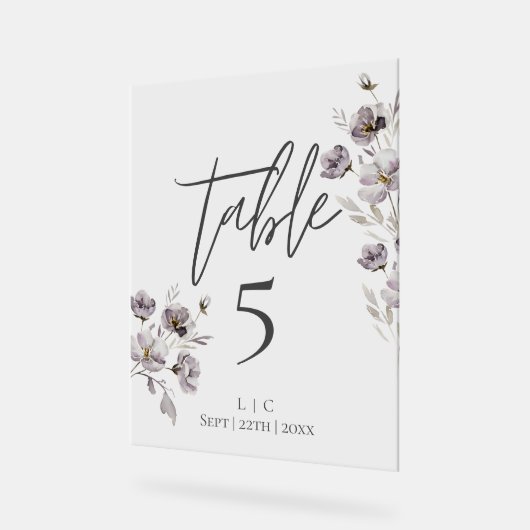 Minimalistisch donkergrijs waterverf tafelnummer acryl bord (Hoek)