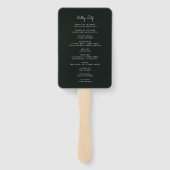 Minimalistisch donkergroen aangepaste trouwprogram handwaaier (Achterkant)