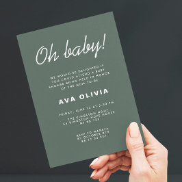 Minimalistisch donkergroen Baby shower Kaart