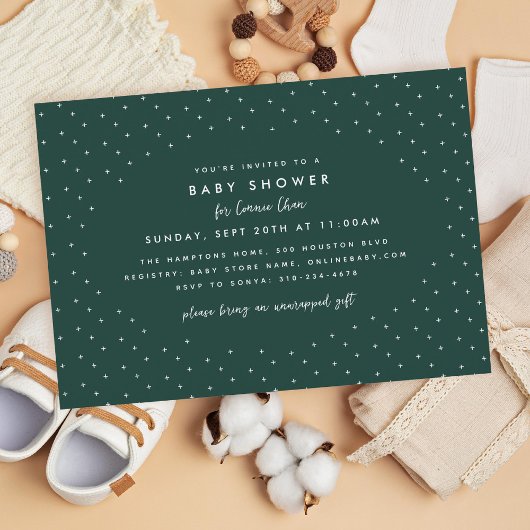 Minimalistisch donkergroen Baby shower Kaart