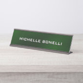 Minimalistisch donkergroen donkerzwart bureau naambordje (Voorkant)