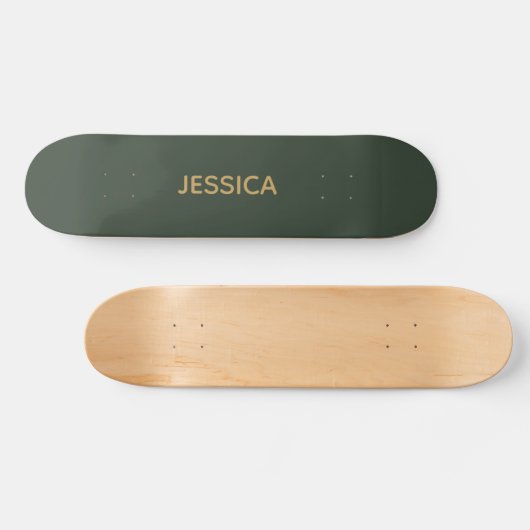 Minimalistisch donkergroen gouden script gepersona persoonlijk skateboard (Horizontaal)