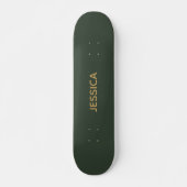 Minimalistisch donkergroen gouden script gepersona persoonlijk skateboard (Voorkant)
