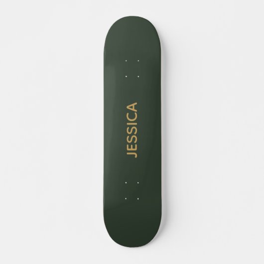 Minimalistisch donkergroen gouden script gepersona persoonlijk skateboard (Voorkant)