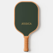Minimalistisch donkergroen gouden script gepersona pickleball paddle (Achterkant)
